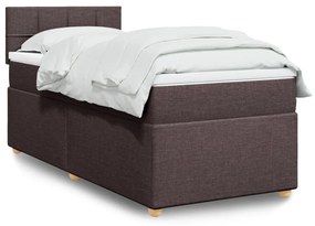 vidaXL Κρεβάτι Boxspring με Στρώμα Σκούρο Καφέ 90x200 εκ. Υφασμάτινο