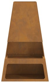 vidaXL Φωτιά με αποθήκη ξύλων 60x35x100 εκ. από καιρικό χάλυβα