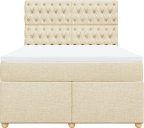 vidaXL Κρεβάτι Boxspring με Στρώμα Κρεμ 160x200 εκ. Υφασμάτινο
