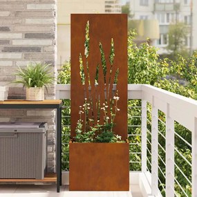 vidaXL Γλάστρα Κήπου με Διακοσμητική Πάνελ Σκ rusty 50 x 140 cm