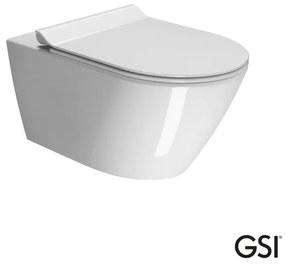 GSI Kube-X Swirl Κρεμαστή Λεκάνη με κάλυμμα βακελίτη Super Slim soft-close αποσπώμενο Λευκό Γυαλιστερό