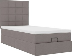 vidaXL Οθωμανικό κρεβάτι με στρώμα &amp; LEDs Taupe 90x200 cm ύφασμα