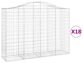 vidaXL Συρματοκιβώτια Τοξωτά 18 τεμ. 200x50x140/160 εκ. Γαλβαν. Ατσάλι