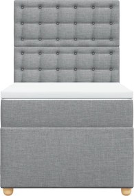 vidaXL Κρεβάτι Boxspring με Στρώμα Ανοιχτό Γκρι 100x200 εκ. Υφασμάτινο