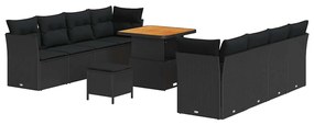 vidaXL Σετ Καναπέ Κήπου με μαξιλάρι 11 pcs Μαύρο 80 x 80 x 71 cm