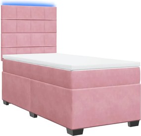 vidaXL Κρεβάτι Boxspring με Στρώμα Ροζ 80 x 200 εκ. Βελούδινο