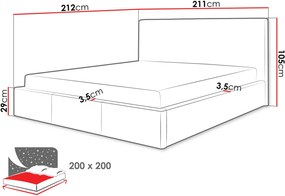 Επενδυμένο κρεβάτι Swift-Gkri-200 x 200