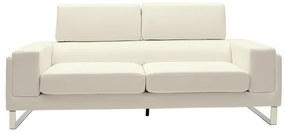 Καναπές Shea pakoworld 3θέσιος PU ivory-inox 198x80x87εκ
