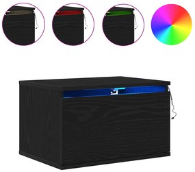 vidaXL Κομοδίνα με Φωτιστικά LED 2 τμχ Τοίχου Μαύρης Δρυός