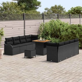 vidaXL Σετ Καναπέ Κήπου Ρυθμιζόμενο ύψος 11 pcs Μαύρο συνθετικό ρατάν