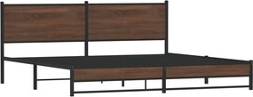 vidaXL Σκελετός Κρεβ. Χωρίς Στρώμα Καφέ Δρυς 193x203 εκ. Μεταλλικό
