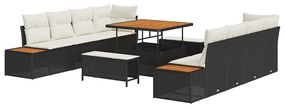 vidaXL Σετ Καναπέ Κήπου 11 pcs Μαύρο συνθετικό ρατάν