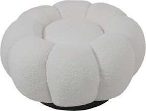 Σκαμπό Nester μπουκλέ ύφασμα σε λευκή απόχρωση Φ60x31εκ 61x61x32.5 εκ.