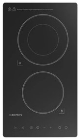 Εντοιχιζόμενη κεραμική εστία Crown VCP 32D, 3000W, Χρονοδιακόπτης, Αριθμός Εστιών 2, Χειριστήριο αφής, Μαύρο χρώμα