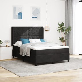 vidaXL Κρεβάτι Box Spring με Στρώμα & LED Μαύρο 160x200 εκ Βελούδο