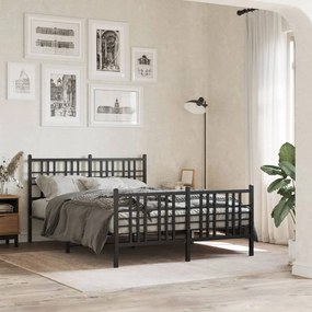 vidaXL Πλαίσιο Κρεβατιού με Κεφαλάρι&amp;Ποδαρικό Μαύρο 120x190εκ. Μέταλλο