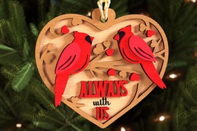 Σετ των 3 Intra απο ξύλο plywood 3mm-4mm πάχος Χριστουγεννιάτικα στολίδια καρδινάλιου αναμνηστικού Δίασταση 8x8 cm INTRAFABR-108896924