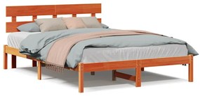 vidaXL Σκελετός Κρεβατιού Καφέ 140 x 200 cm Μασίφ ξύλο πεύκου