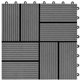 Πλακάκια Deck 11 τεμ. Γκρι 30 x 30 εκ. 1 μ² από WPC - Γκρι