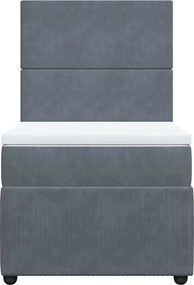 vidaXL Κρεβάτι Boxspring με Στρώμα Σκούρο Γκρι 90x200 εκ. Βελούδινο