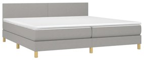 vidaXL Κρεβάτι Boxspring με Στρώμα & LED Αν.Γκρι 200x200εκ. Υφασμάτινο