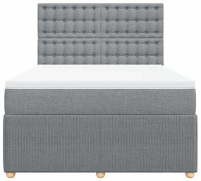 vidaXL Κρεβάτι Boxspring με Στρώμα Ανοιχτό Γκρι 140x200 εκ. Υφασμάτινο