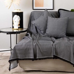 Ριχτάρι Atheras Black-Silver Aslanis Home Διθέσιο 180x250cm Βαμβάκι-Πολυέστερ