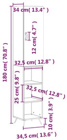 Μπουφές Sonoma Γκρι 34,5 x 34 x 180 εκ. από Επεξεργασμένο Ξύλο - Γκρι