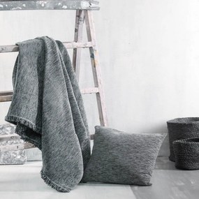 Ριχτάρι Essie Dark Grey Ρυθμός Armchair 160x180cm Chenille,Cotton,Polyester