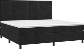 vidaXL Κρεβάτι Boxspring με Στρώμα &amp; LED Μαύρο 200x200 εκ. Βελούδινο