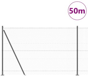 vidaXL Εξαγωνικός Φράκτης Γκρι 1.4x50 μ Χάλυβας