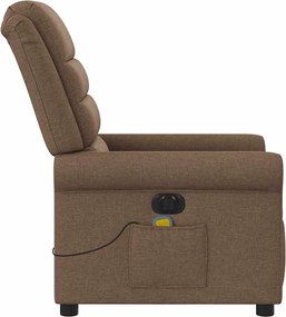 vidaXL Πολυθρόνα Μασάζ Ηλεκτρική Ανακλινόμενη Καφέ Υφασμάτινη