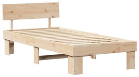 vidaXL Σκελετός Κρεβατιού Καφέ 75 x 190 cm Μασίφ ξύλο πεύκου