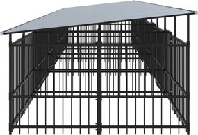 vidaXL Υπαίθριο Κλουβί Σκύλων με Οροφή από Χάλυβα 18,77 μ²