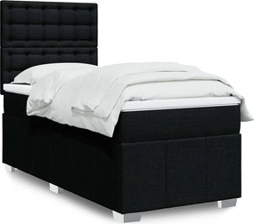 vidaXL Κρεβάτι Boxspring με Στρώμα Μαύρο 100 x 200 εκ. Υφασμάτινο
