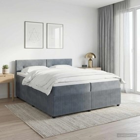 vidaXL Κρεβάτι box spring με στρώμα Σκούρο Γκρι 200 x 200 cm Βελούδο