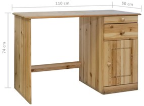 vidaXL Γραφείο με Συρτάρια 110 x 50 x 74 εκ. Μασίφ Ξύλο Πεύκου