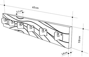 Κρεμάστρα τοίχου Flow Megapap χρώμα λευκό 63x1,8x9,8εκ.