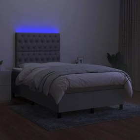 vidaXL Κρεβάτι Boxspring με Στρώμα &amp; LED Αν.Γκρι 120x190εκ. Υφασμάτινο