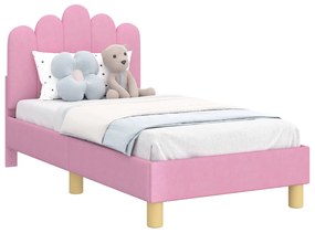 vidaXL Κρεβατική βάση για παιδιά με προσκέφαλο Ροζ 70 x 140 cm ύφασμα