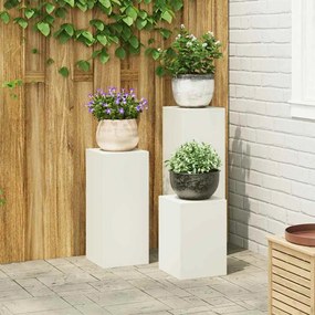 vidaXL Στήριξη φυτών 3 pcs Λευκό 24 x 24 x 75 εκ. Ατσάλι