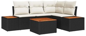vidaXL Σετ Καναπέ Κήπου 5 pcs Μαύρο και κρεμ 209 x 154 x 85 εκ