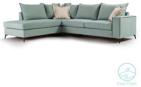 Γωνιακός καναπές δεξιά γωνία Romantic pakoworld ύφασμα Ciel-Cream 290x235x95εκ - 168-000006