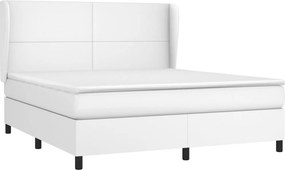 vidaXL Κρεβάτι Boxspring με Στρώμα Λευκό 180x200 εκ. Συνθετικό Δέρμα