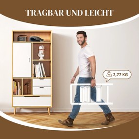 HOMCOM Σκάλα αλουμινίου 2 σκαλοπατιών, αναδιπλούμενη, αντιολισθητική πλατφόρμα, λευκή