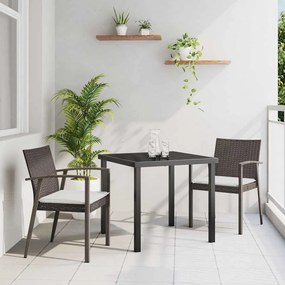 vidaXL Σέτ φαγητού για κήπο 3 pcs Καφέ και Μαύρο Ράτα PE