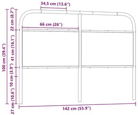 Κεφαλάρι Καφέ Δρυς 135 εκ. Ατσάλι/Επεξεργασμένο Ξύλο - Καφέ