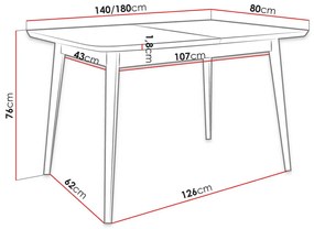 Σετ τραπεζαρίας Racine 139, 76x80x140cm, 39 kg, Αριθμός θέσεων: 6, Ξύλο: Οξιά | Epipla1.gr