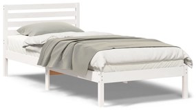 vidaXL Σκελετός Κρεβατιού Λευκό 90 x 220 cm Μασίφ ξύλο πεύκου