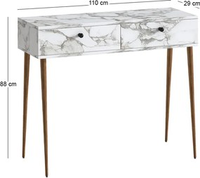 Κονσόλα Alis Megapap χρώμα λευκό εφέ μαρμάρου 110x29x88εκ.